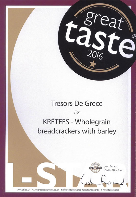GTA KRETEES 1star Sept 2016 KRETEES Wholegrain breadcrackers with barley GREAT TASTE 1 STAR