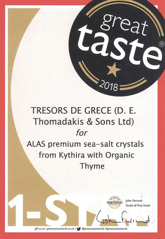 gta 2018 alas kythira with thyme Alas premium sea salt crystals from kythira with organic thyme  GREAT TASTE 1 STARS
