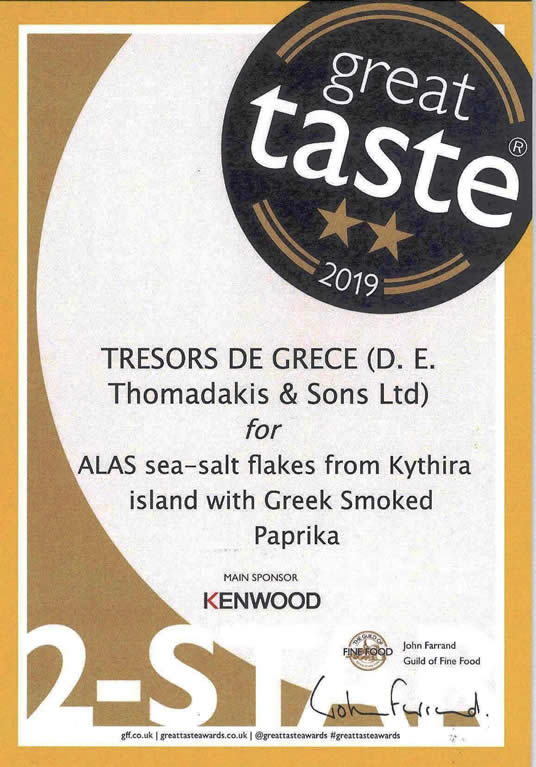 gta 2019 alas kithira with paprika alas sea salt flakes from kythira islandd with greek smoked paprika GREAT TASTE 2 STARS